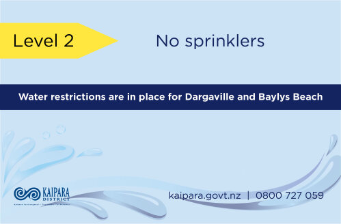 Level 2 water restrictions in place for Baylys Beach and Dargaville